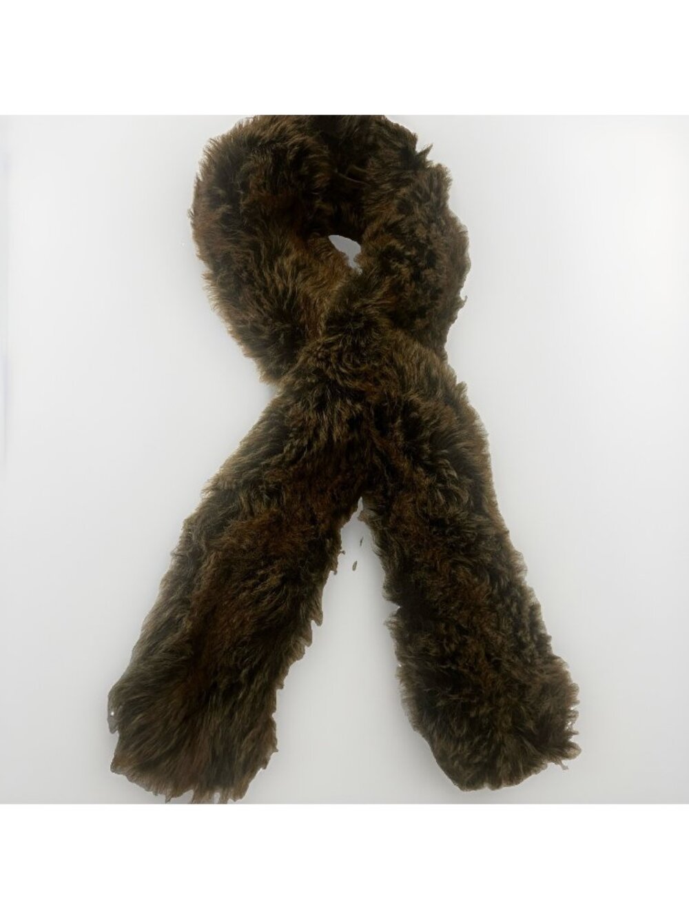 Restoration Hardware RH Lux Faux Fur Scarf Stole w/ Keyhole 54” Brown